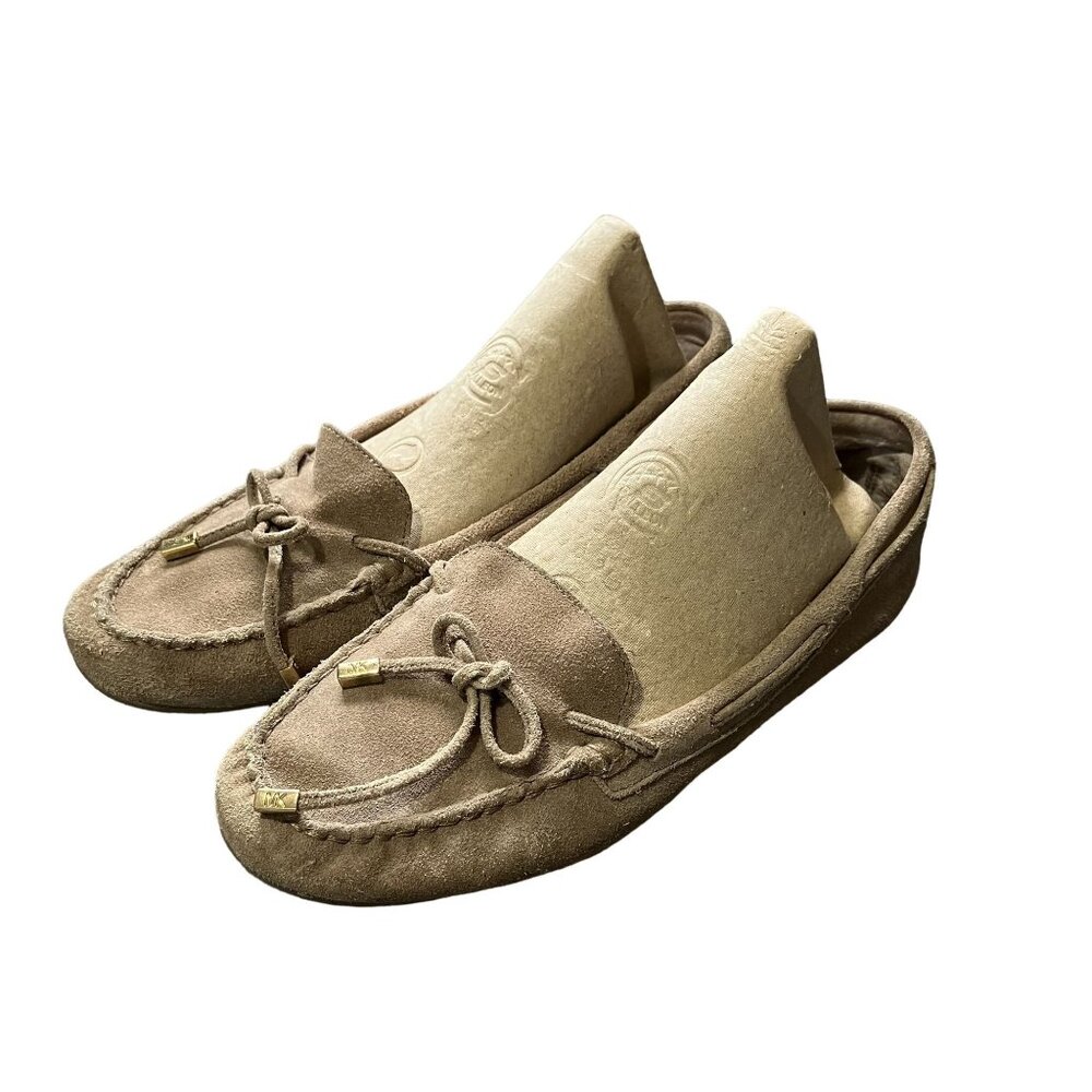 Michael Kors Women's Suede Moccasins Loafers Beige Slip-On Flats Size 9.5